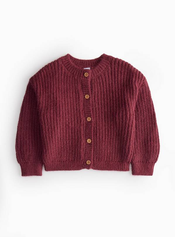 Burgundy Crew Neck Cardigan 2-3 years